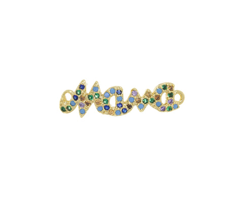 Mama Charm Connector For Bracelet,Mama Word Monogram Connector Charm,Mother’s Day Gift,Mama Pave CZ Monogram,CNG045
