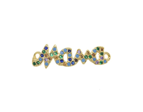 Mama Charm Connector For Bracelet,Mama Word Monogram Connector Charm,Mother’s Day Gift,Mama Pave CZ Monogram,CNG045