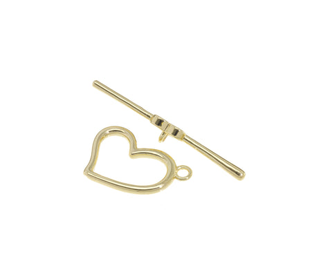 Heart Toggle Clasp,Two Piece Heart Shape Toggle Clasp,Gold Toggle Clasp With Heart Design,Gold Heart Toggle Clasp,CLG120