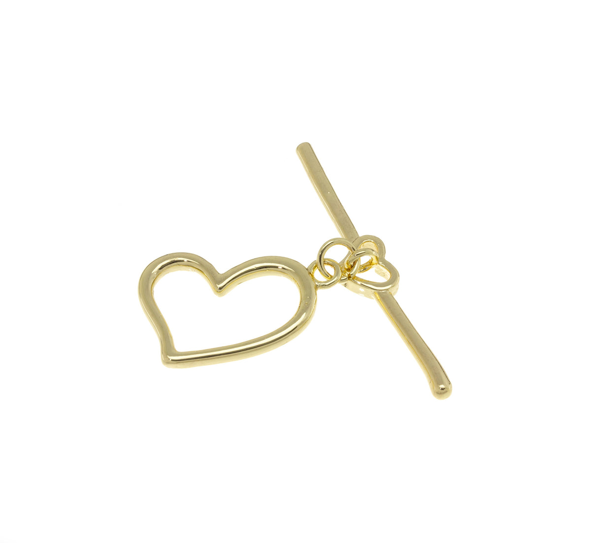 Heart Toggle Clasp,Two Piece Heart Shape Toggle Clasp,Gold Toggle Clasp With Heart Design,Gold Heart Toggle Clasp,CLG120