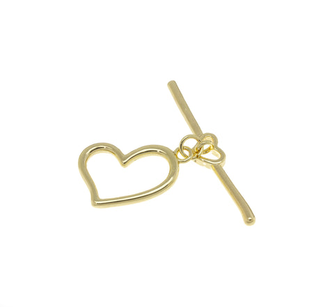 Heart Toggle Clasp,Two Piece Heart Shape Toggle Clasp,Gold Toggle Clasp With Heart Design,Gold Heart Toggle Clasp,CLG120