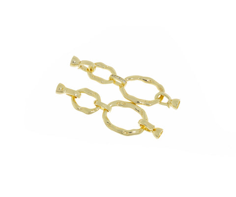 Large 3 Link Clasp,5 Piece Link Clasp,Pave Gold Oval Link Clasp ,Gold Chain Clasp,CLG127-CLS127