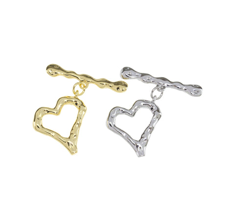 Heart Shape Toggle Clasp,Two Piece Gold Toggle Clasp,Gold Toggle Clasp,Gold Heart Clasp,CLG128