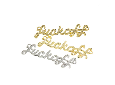 Gold Silver Fuck off Word Necklace charm,Monogram Fuck off Connector Charm,Fuck off Necklace Charm,1 pc,5pcs or 10 pcs,CPG656,CPS656