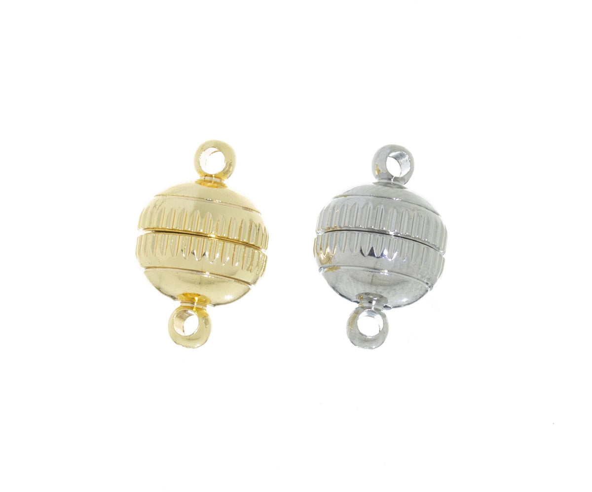 Gold Or Silver Magnetic Clasp,Fluted Two Piece Magnetic Gold Clasp,Magnetic Clasp For Inline Use For Bracelet And Necklace,CLG131-CLS131