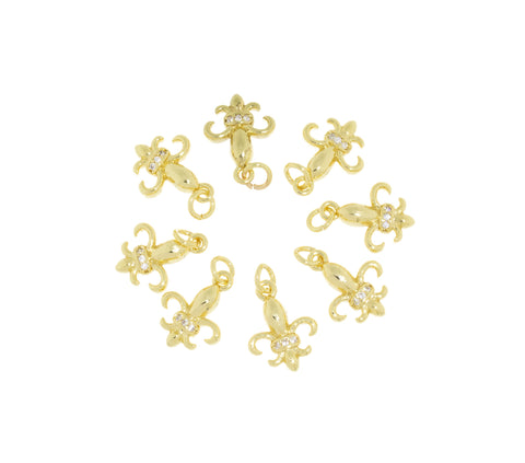 Gold Fleur De Lis Charm With CZ,French Fleur De Lis Charm ,Dainty Pave CZ Fleur De Lis Charm,,CPG1053