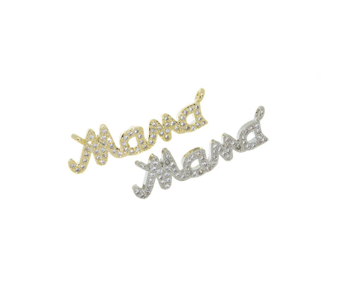 Gold or Silver Mama cz set cursive wordings pendant, Mother’s Day, Mother’s Day Gift, MAMA, Love Our Moms, 1 pc or 10pcs, Wholesale,CNG030
