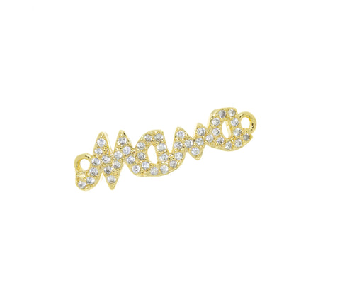 Mama Monogram Bracelet Charm,Mama Word Monogram Connector Charm,Mother’s Day Gift,Mama Pave CZ Monogram,1 pc,5pcs or 10pcs,Wholesale,CNG016