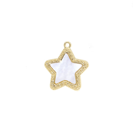 Star Charm With White Mother Of Pearl,MOP Star Charm,Gold Shell Star Pendant,Star Pendant For Necklace,CPG712