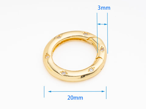 CZ Spring Gate Clasp, CZ Snap Close Clasp, 20mm, Double Sided Cz Clasp, Snap Ring Circle for Charms, Charm Holder for Jewelry,  CLG307