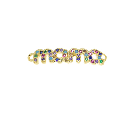 Mama Charm Connector For Bracelet,Mama Word Monogram Connector Charm,Mother’s Day Gift,Mama Pave CZ Monogram,CNG040