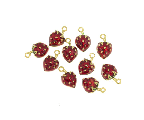 Dainty Mini Strawberry Charm,Small Strawberry Gold Charm,Strawberry Charm For Jewelry Making, 1 pc,, WHOLESALE,CPG580