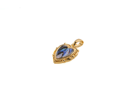 -Abalone Gold Heart Charm,Heart Charm With Abalone,Dainty Gold Heart Charm, 1 pc,WHOLESALE,CPG300