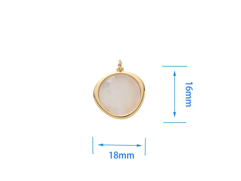 Gold Organic shape MOP Pendant, Irregular MOP coin Charm, MOP Pendant, 18mm, Minimalist Jewelry, Mother of Pearl Jewelry, CPG307
