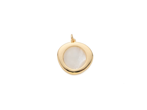 Gold Organic shape MOP Pendant, Irregular MOP coin Charm, MOP Pendant, 18mm, Minimalist Jewelry, Mother of Pearl Jewelry, CPG307