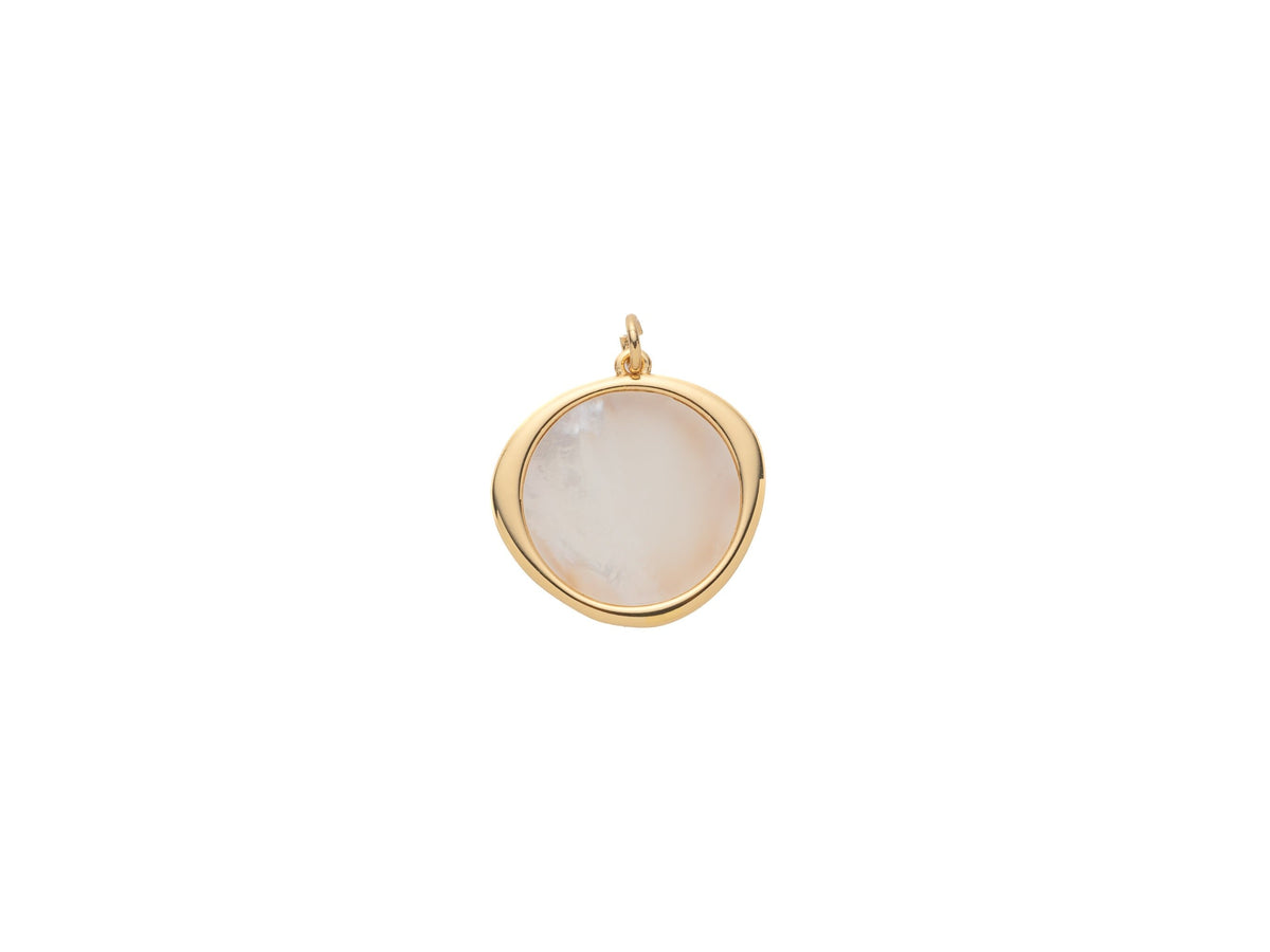 Gold Organic shape MOP Pendant, Irregular MOP coin Charm, MOP Pendant, 18mm, Minimalist Jewelry, Mother of Pearl Jewelry, CPG307