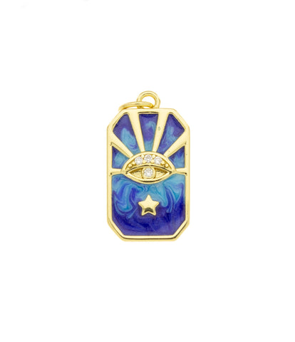 Evil Eye Amulet Charm Gold,Enamel Evil Eye Star Pendant,Pave Evil Eye Gold Charm ,CPG038