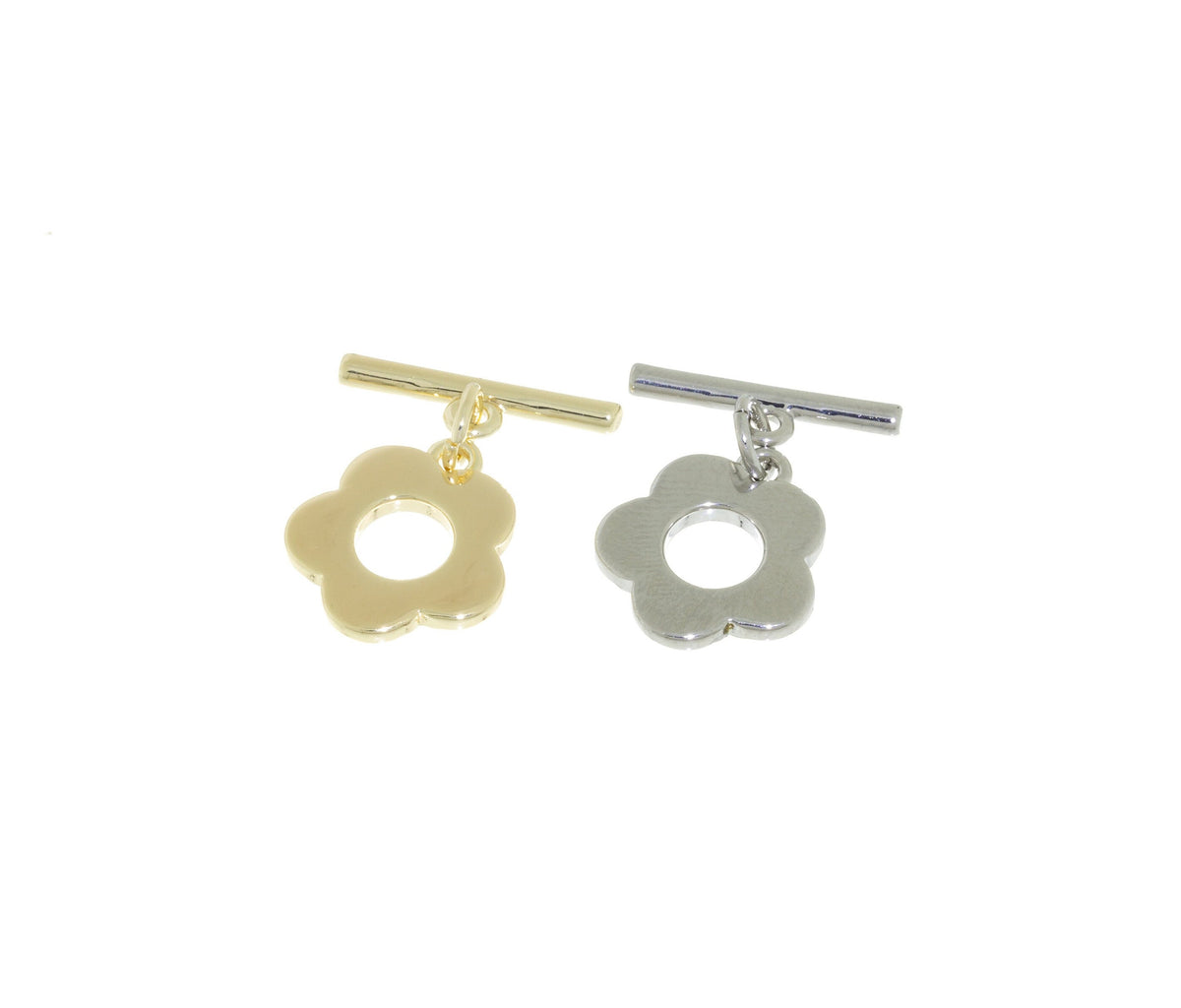 Gold, silver flower Toggle Clasp, 13mm, Cute Toggle Clasp, Bar: 15x2mm, 1 set or 10 sets, WHOLESALE,CLG038-CLS038