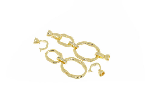 Large 3 Link Clasp,5 Piece Link Clasp,Pave Gold Oval Link Clasp ,Gold Chain Clasp,CLG127-CLS127