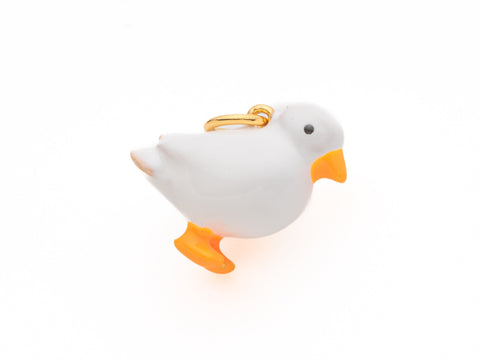 Cute little duckie charm, 3D White Duckie Charm, Enamel Chick Charm, Gold Tone Tiny Duck Charm, Charm for jewelry making, 13x8mm, CPG489