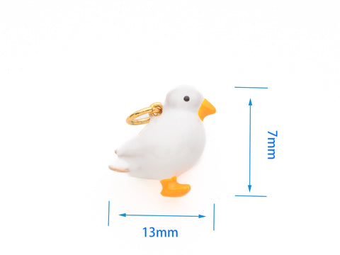 Cute little duckie charm, 3D White Duckie Charm, Enamel Chick Charm, Gold Tone Tiny Duck Charm, Charm for jewelry making, 13x8mm, CPG489