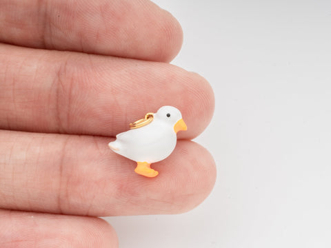 Cute little duckie charm, 3D White Duckie Charm, Enamel Chick Charm, Gold Tone Tiny Duck Charm, Charm for jewelry making, 13x8mm, CPG489