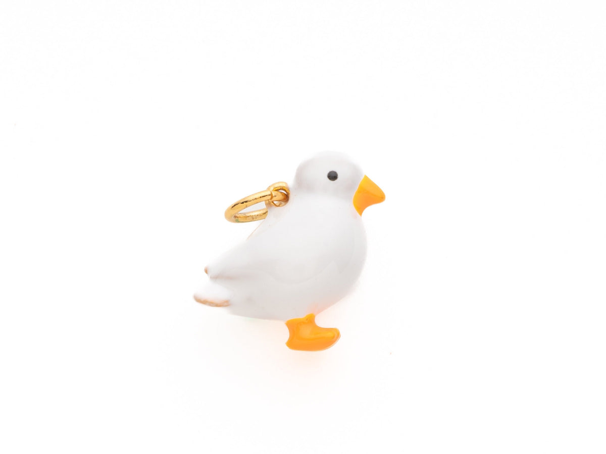 Cute little duckie charm, 3D White Duckie Charm, Enamel Chick Charm, Gold Tone Tiny Duck Charm, Charm for jewelry making, 13x8mm, CPG489