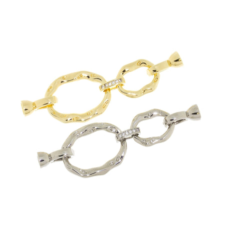 Large 3 Link Clasp,5 Piece Link Clasp,Pave Gold Oval Link Clasp ,Gold Chain Clasp,CLG127-CLS127