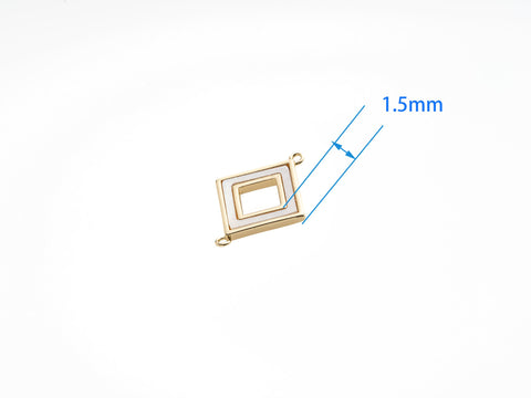 Gold Geometric MOP Open Diamond Shape Connector, MOP outline Diamond link, mop timmed diamond shape Connector, Bridal Jewelry, CNG008