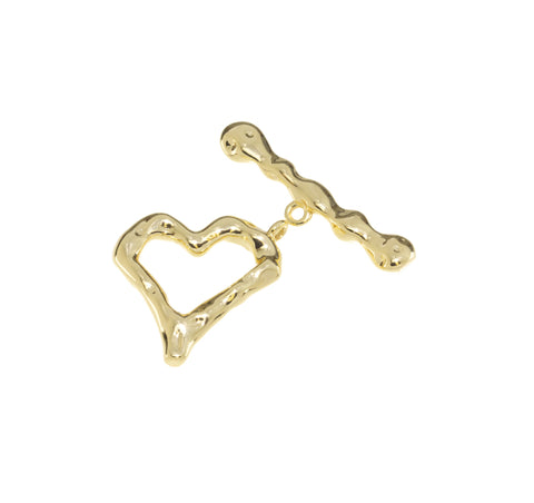 Heart Shape Toggle Clasp,Two Piece Gold Toggle Clasp,Gold Toggle Clasp,Gold Heart Clasp,CLG128