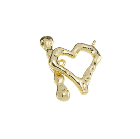 Heart Shape Toggle Clasp,Two Piece Gold Toggle Clasp,Gold Toggle Clasp,Gold Heart Clasp,CLG128