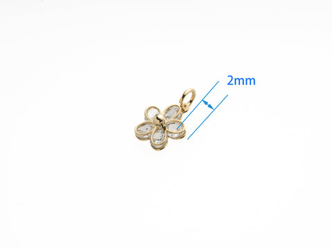 Dainty Flower Charm With CZ, Gold Pave CZ Charm For Necklace Or Bracelet Making,CPG340