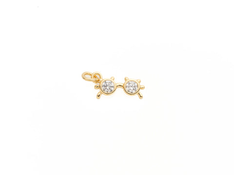 Gold Mini Sunglasses Cz Charm, Dainty Summer Charm, Sunshade mini charm, gold summer theme trinket, Sunglasses charm, CNG016