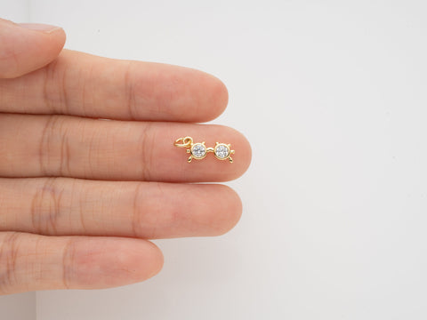 Gold Mini Sunglasses Cz Charm, Dainty Summer Charm, Sunshade mini charm, gold summer theme trinket, Sunglasses charm, CNG016