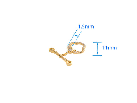 Gold CZ Cloud Shape Toggle Clasp, Cloud Shape Toggle, T Bar Clasp, Cloud CZ Shape Toggle For Designers, CZ Toggle Clasp, CLG201