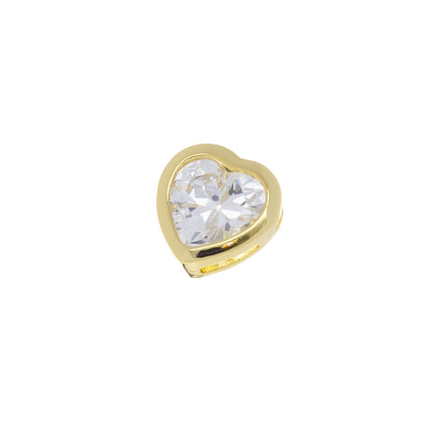 Heart Spacer Bead For Bracelet Or Necklace,Heart CZ Gold Spacer Bead ,Dainty Heart Bezel CZ Spacer Bead,SPG050