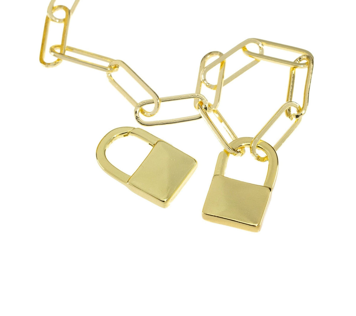 Gold Padlock Push In Clasp For Jewelry,Large Padlock Push Gate Clasp,Connector Clasp For Necklace Or Bracelet,CLG302