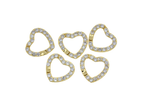 Heart Shape Enhancer Snap Close Clasp,Two Sizes Gold Enhancer Connector Clasp With CZ,Pave Heart Clasp,CLG303-CLG304