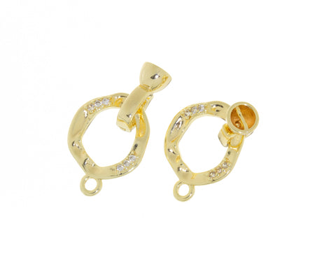 Gold Or Silver Pave Circle Clasp,Circle Clasp With Bail,Removable Bail Clasp,,Gold Clasp For Necklace Or Bracelet,CLG129-CLS129