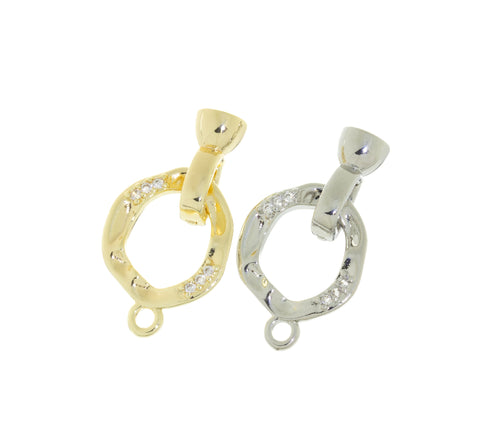 Gold Or Silver Pave Circle Clasp,Circle Clasp With Bail,Removable Bail Clasp,,Gold Clasp For Necklace Or Bracelet,CLG129-CLS129