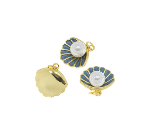 Pearl In Oyster Shell Charm ,Dainty Oyster Shell Charm,Fresh Water Pearl Oyster Charm,CPG1081