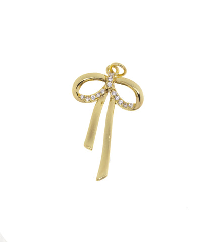 Ribbon Tie Gold CZ Charm ,Minimalist Ribbon Bow Tie Charm,Timeless Ribbon Bow Tie Charm For Jewelry,CPG2031-CPG2032-CPG2049