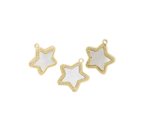 Star Charm With White Mother Of Pearl,MOP Star Charm,Gold Shell Star Pendant,Star Pendant For Necklace,CPG712