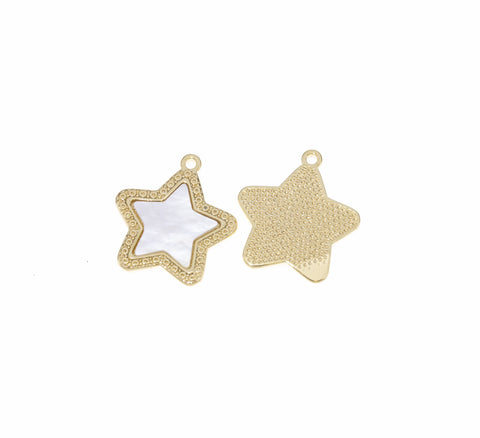 Star Charm With White Mother Of Pearl,MOP Star Charm,Gold Shell Star Pendant,Star Pendant For Necklace,CPG712