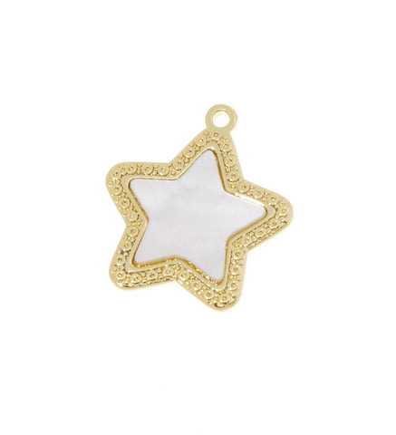 Star Charm With White Mother Of Pearl,MOP Star Charm,Gold Shell Star Pendant,Star Pendant For Necklace,CPG712