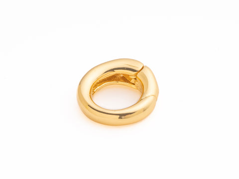 Small Gold Round Snap close ring, push gate ring, charm holder, 10mm, round jewelry clasp, Ring to Connect, CLG213