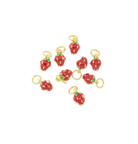 Dainty Mini Strawberry Charm,Small Strawberry Gold Charm,Strawberry Charm For Jewelry Making, 1 pc,5pcs or 10 pcs, WHOLESALE,CPG579