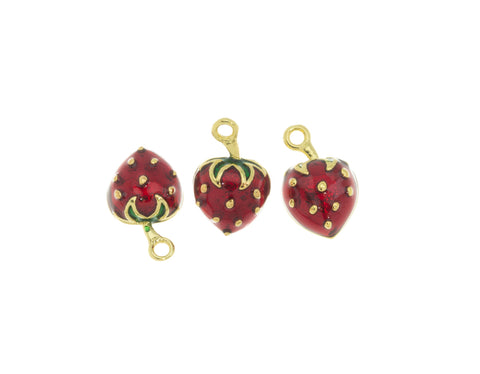 Dainty Mini Strawberry Charm,Small Strawberry Gold Charm,Strawberry Charm For Jewelry Making, 1 pc,, WHOLESALE,CPG580