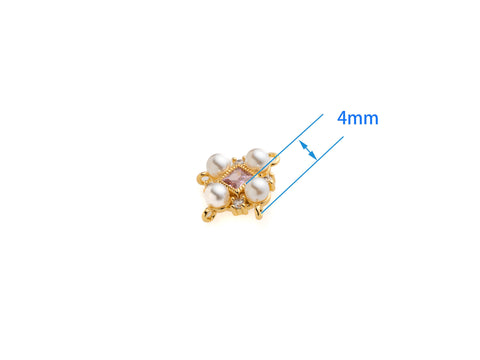 Pearly Pink Chandelier Connector, Decorative Pink cz Chandelier Style Link, Pearl Set, Jewelry Enthusiast, three hole connector, CNG626