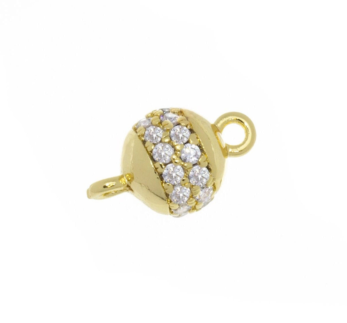 Round Gold Ball CZ Spacer Connector,Dainty Pave Ball Connector Charm,Round CZ Ball Connector Spacer,CNG104